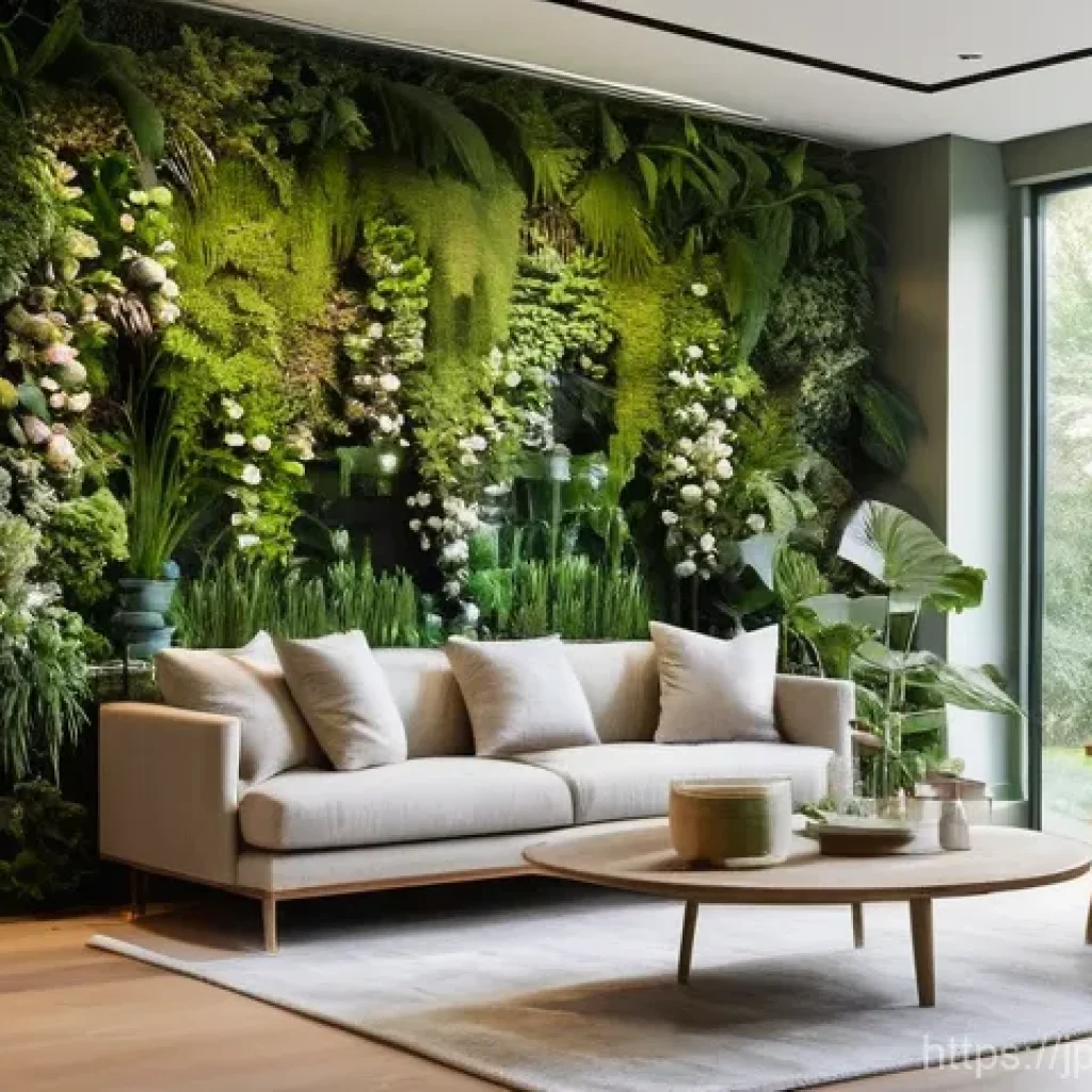 리빙코디네이터 해외 사례 연구 - **Biophilic Indoor Sanctuary:**
"A serene and spacious living room designed with biophilic princ...
