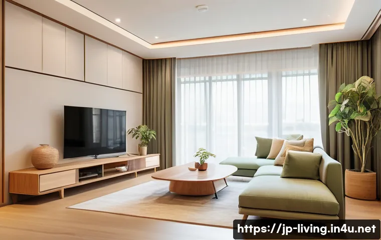 리빙코디네이터 산업별 직무 사례 - A modern Japanese living room interior designed by a living coordinator at a housing manufacturer, f...