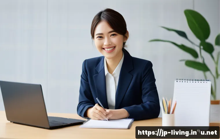 리빙코디네이터 신입사원 업무 준비 - A young Japanese living coordinator woman in modern office attire with a bright smile, actively gree...