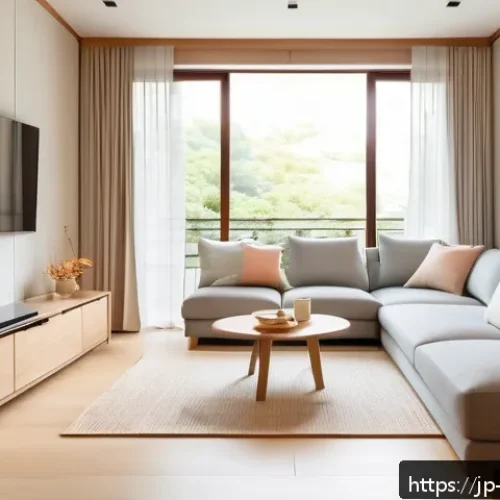 리빙코디네이터 주요 직무 소개 - A cozy, modern Japanese living room designed by a professional living coordinator, featuring natural...